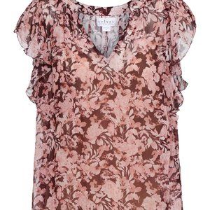 VELVET By Graham & Spencer Demi Sleeveless Printed Blouse Pink Floral